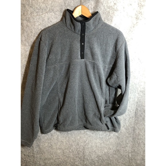 L.L. Bean Jacket Men Large Gray 1/4 Snap Trail Fleece Hunt Fish Camp Hiking Pack - Picture 3 of 10